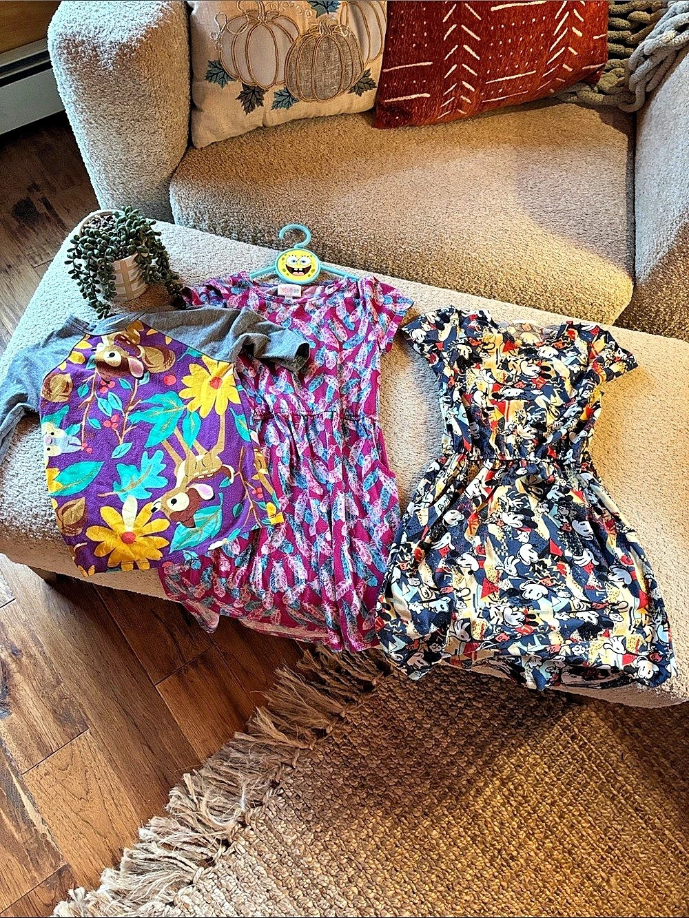 LuLaRoe Kids Annette Dress Girls Size 8 Floral Dress and tee bundle